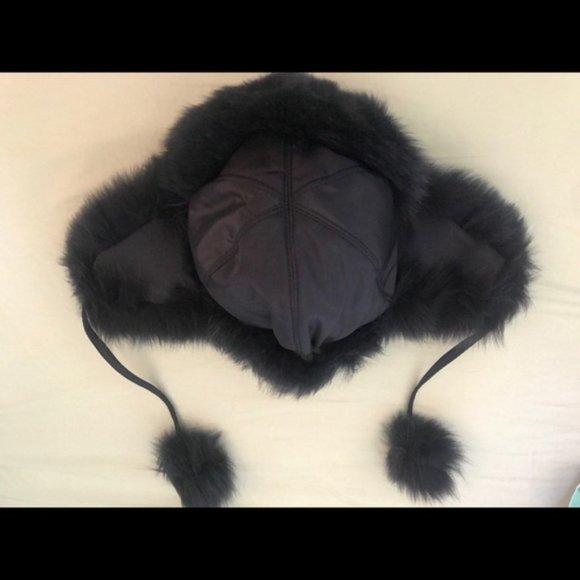 Navy Fox Fur Winter Hat with Pom Pom - Picture 4 of 6